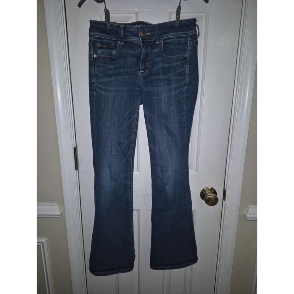 American Eagle Dark Wash Bootcut Flare Stretch Denim Jeans 4 short